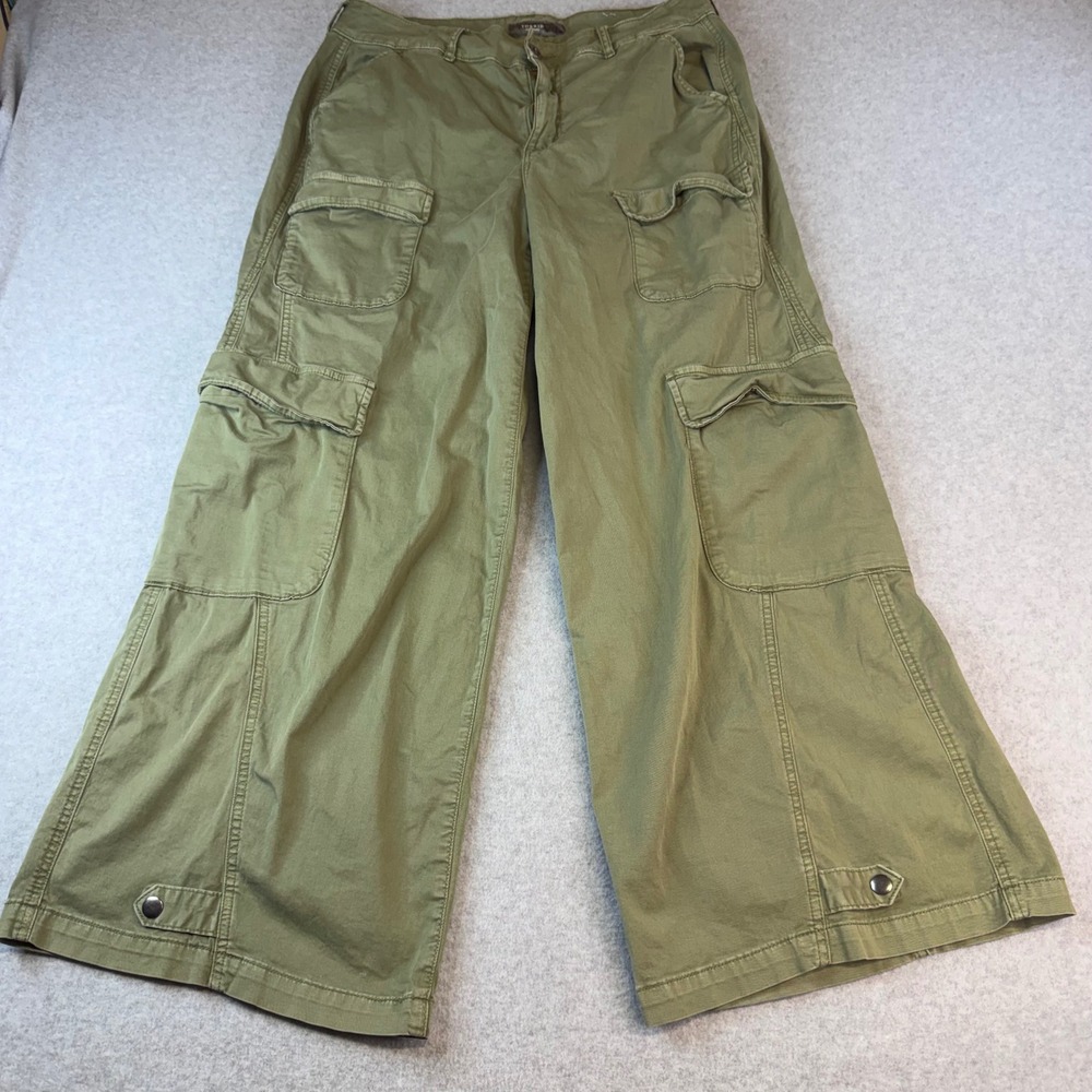Torrid Premium Women 10R Olive Green Wide Leg Cargo Pants Utility Y2K Gorpcore